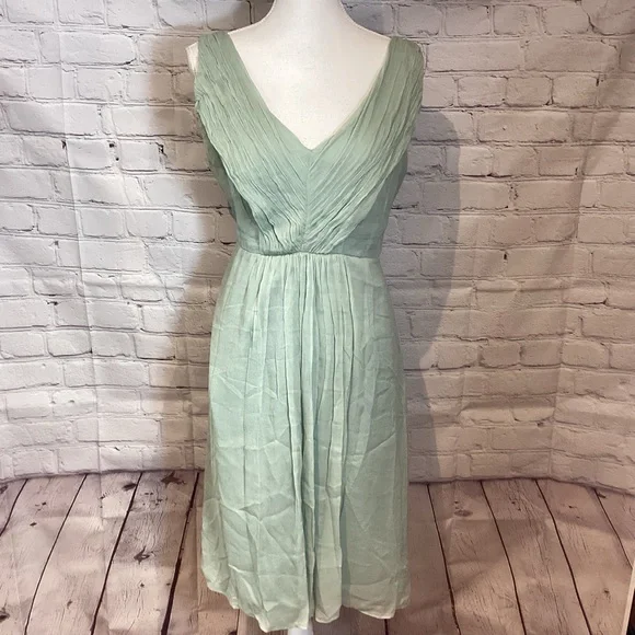 J. Crew | Dresses | J Crew 0silk Sleeveless Midi A Line Dress Pale Avocado  Sz 12 | Poshmark